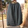 Johnature Women Vintage Spring Skirts Elastic Waist Solid Color Belt Pockets Female A-Line Skirts