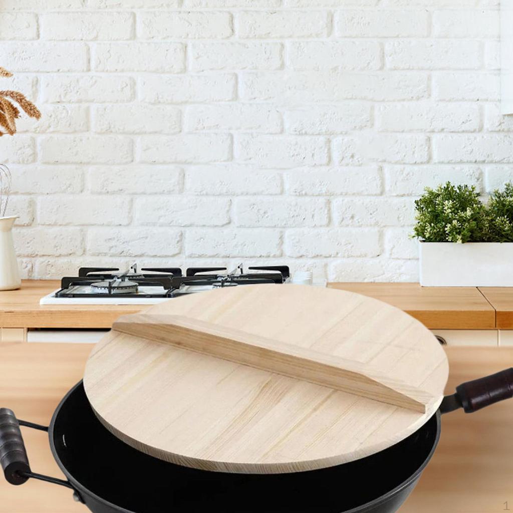 Round Wooden Lid for Cooking Pots, Lightweight Skillet Cover, Kitchen Accessory