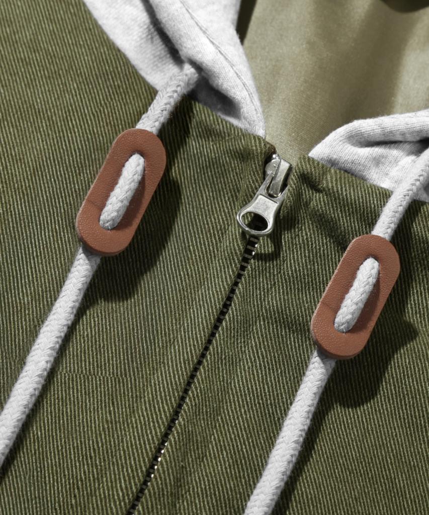 Trillion 2Way Vintage Washed Cotton Zip-Up Hoodie_Khaki