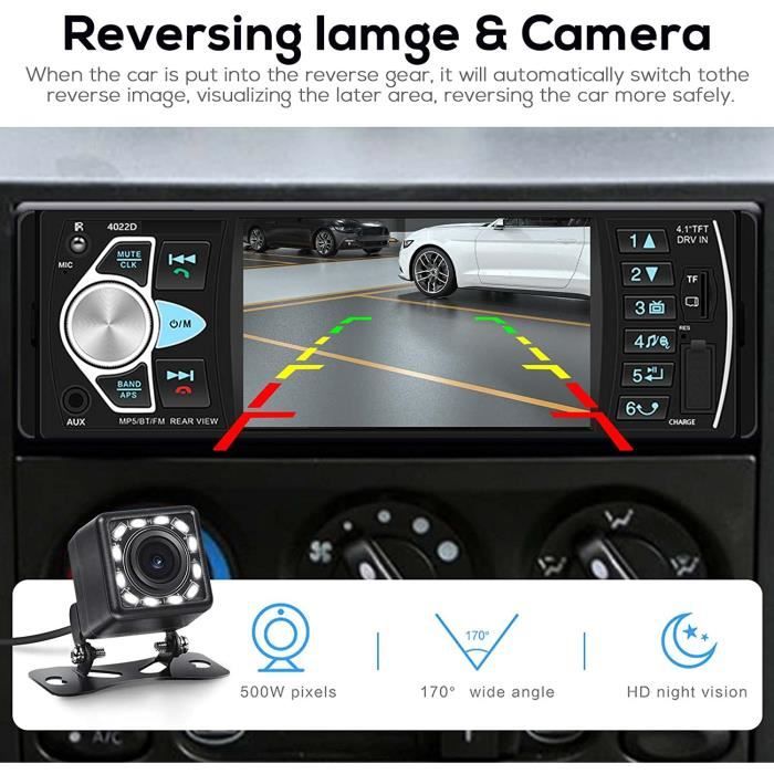 1 Din Car Radio - Podofo - 4.1 Inch HD Screen - Bluetooth - USB - Steering Wheel Remote Control