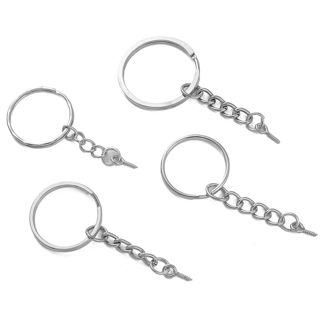 10 Stück Eisen Flacher Ring Schlüsselanhänger Hängende Schafaugenkette Schnallen Verbinder für DIY Schmuckherstellung