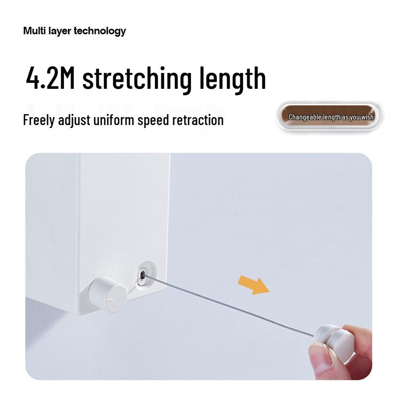 Retractable No-Drill Balcony Clothesline: Invisible Indoor/Bathroom Drying Rack with Steel Wire Rope.