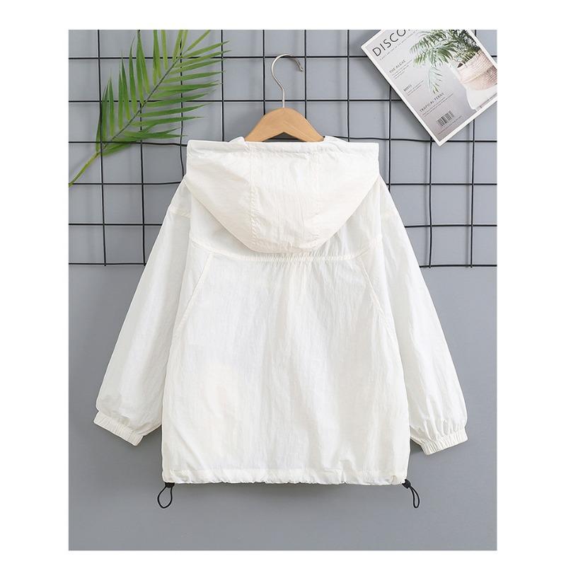 Girls Color Block Lightweight Breathable Hooded Sun Protection Jacket For Big Kids
