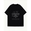 Vintage Black Oversized T-Shirt with Lily & Butterfly Print – "Consider the Lilies" Artistic Faith-Inspired Top