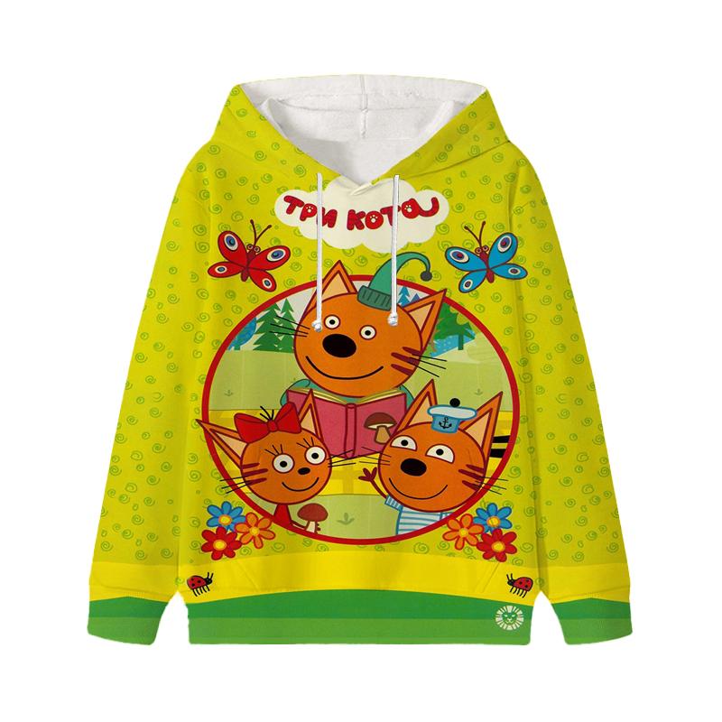Trzy kocięta bluza z kapturem E-cat rodzina dziecięca słodka dziecięca jesień bluza z kapturem ubrania mangi dziecko dziewczyna chłopiec bluza z kapturem bluzy z kapturem
