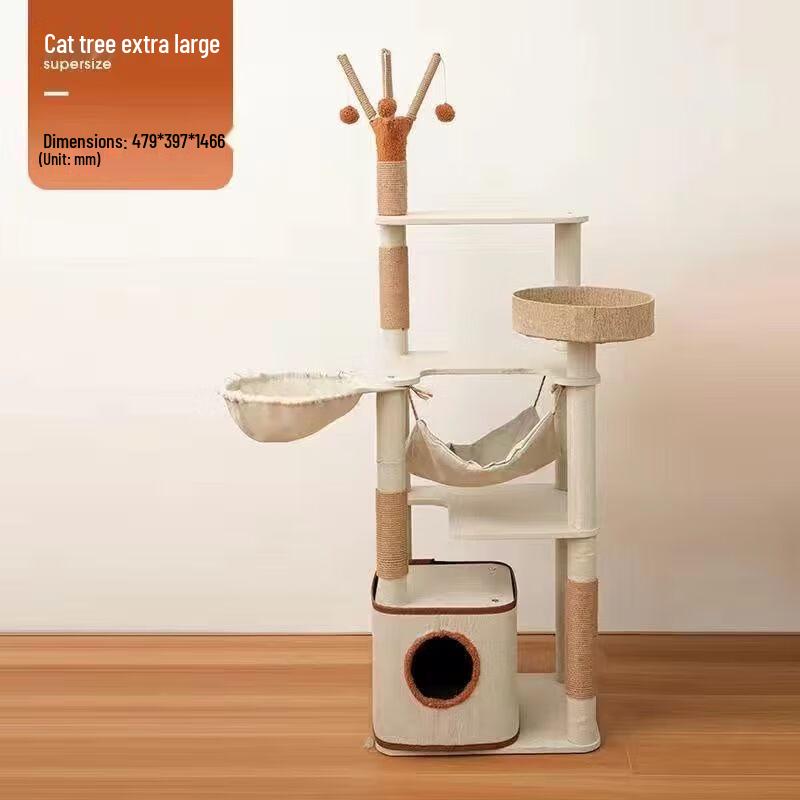 Geshenlang Großer Katzenbaum mit Kratzstamm & Höhle