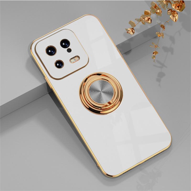 Magnetická adsorpce do auta 6D pokovování TPU pouzdro s kroužkem pro Xiaomi 14T 14 13 13T 13x 12T 12 12S 12X Pro Lite Zadní stojánek Kryt nárazníku Potector