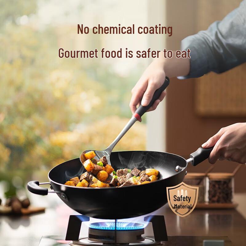 Supor 32CM Cast Iron Wok with Stand-up Lid