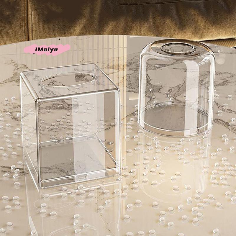 M-Simple Acrylic Square/Round Tissue Box Living Room Desktop Transparent Napkin Box Ins Style Home Creative Bathroom Storage