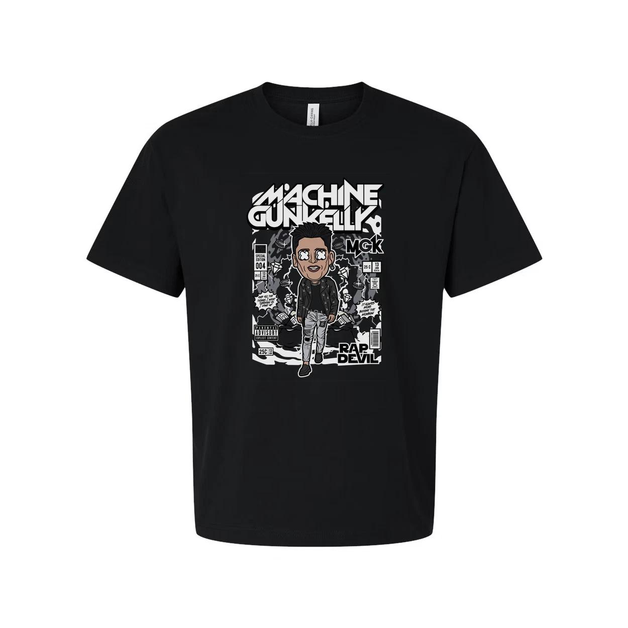 Machine Gun Kelly Graphic Cartoon Tee For Unisex Short Sleeve Featuring Rap Devi 2XL