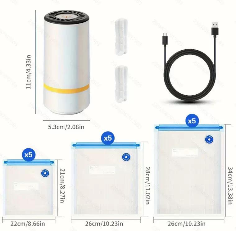 Rechargeable Portable Handheld Vacuum Sealer for Food Preservation