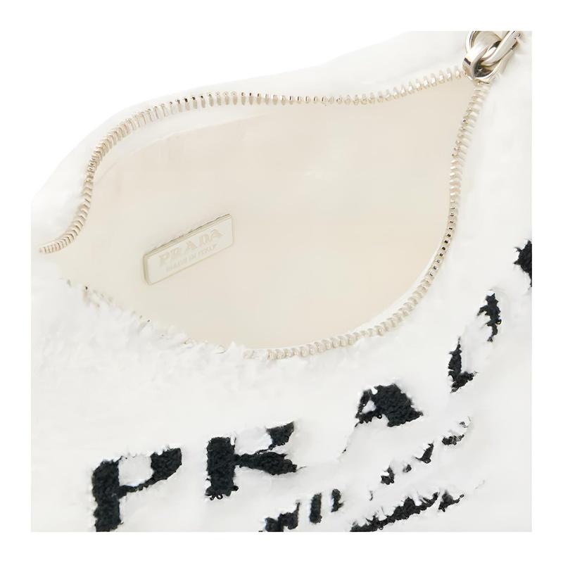 Prada Re-Edition 2000 Reißverschluss Stoff Achseltasche Handtasche Hand Schultertasche Damen Weiß