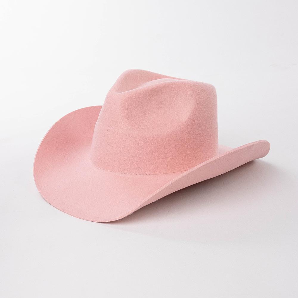 Chapeau de cowboy automne et hiver nouveau chapeau de cowboy en feutre de laine blanc chapeau jazz mode décontractée européenne et américaine chapeau de cowboy bouclé