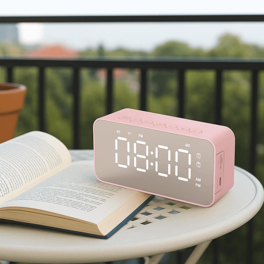 Stereo Sound Alarm Clock Digital Display FM Radio Multifunctional Music Player  Desktop