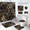 Bathroom Shower Curtain Floor Mat Four-Piece Set, Marble Style, Partition Curtain Floor Mat Three-Piece Set