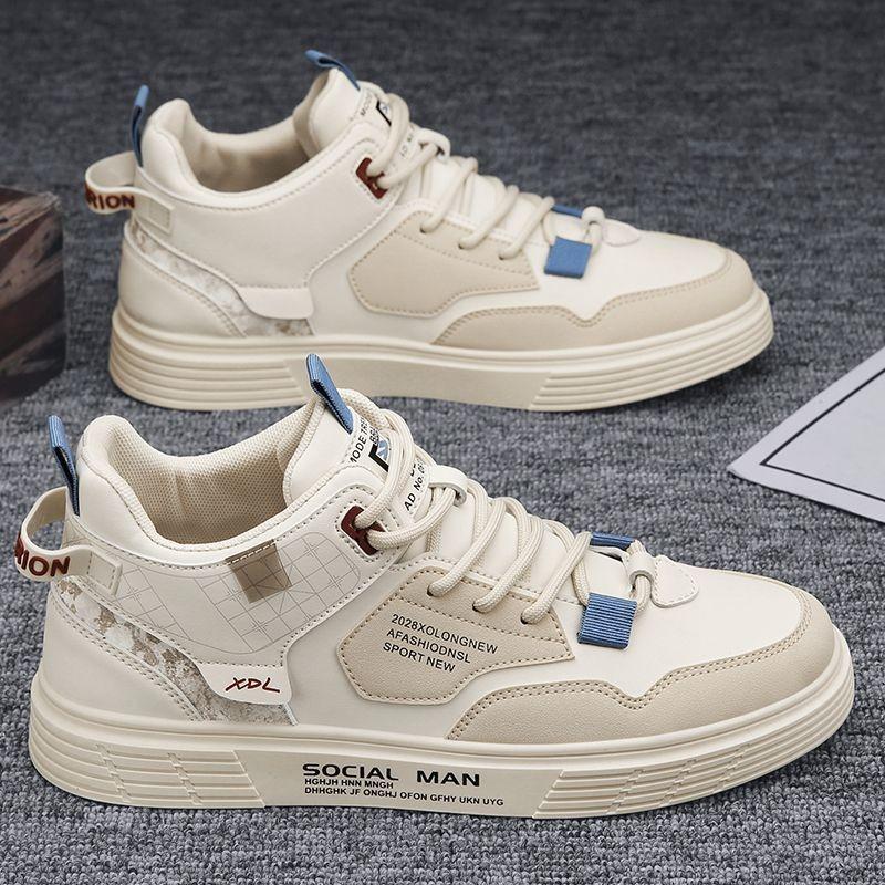Men's Spring-Summer High-Top Flat-Soled Board Shoes, Trendy Versatile Casual Footwear For Students.