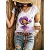 Womens V-Neck Short Sleeve Loose T-Shirt With Colorful Polka Dot Print Casual Oversized Top Daily Wear