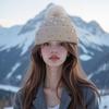 Fashion Winter Pearls Rhinestone Beading Rivet Knitted Mao Line Hat Women Thickened for Keep Warmth Fluffy Fur Ball Ear Protection Knitted Hat