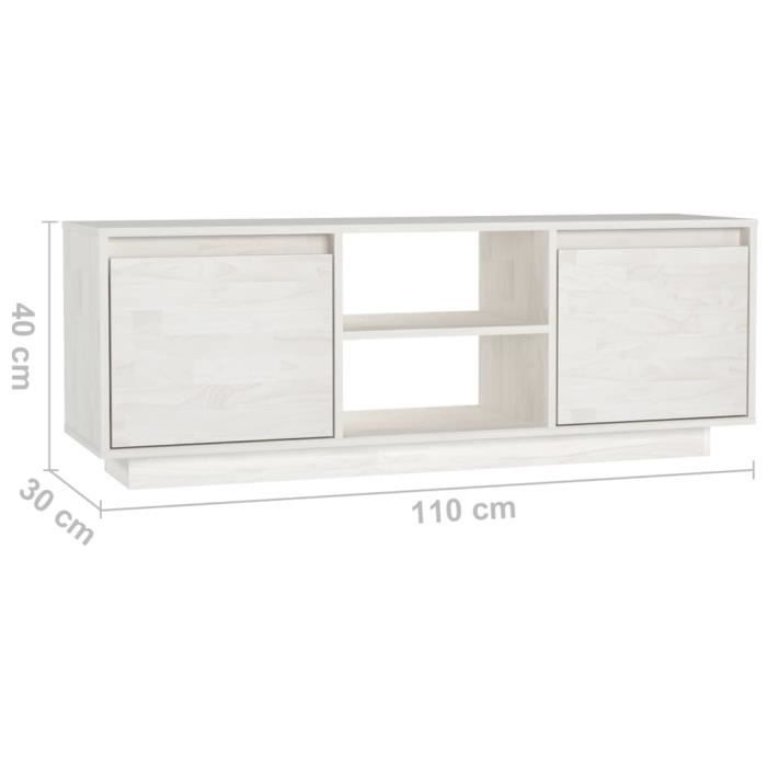 VidaXL TV Stand White 110x30x40 Cm Solid Pine Wood