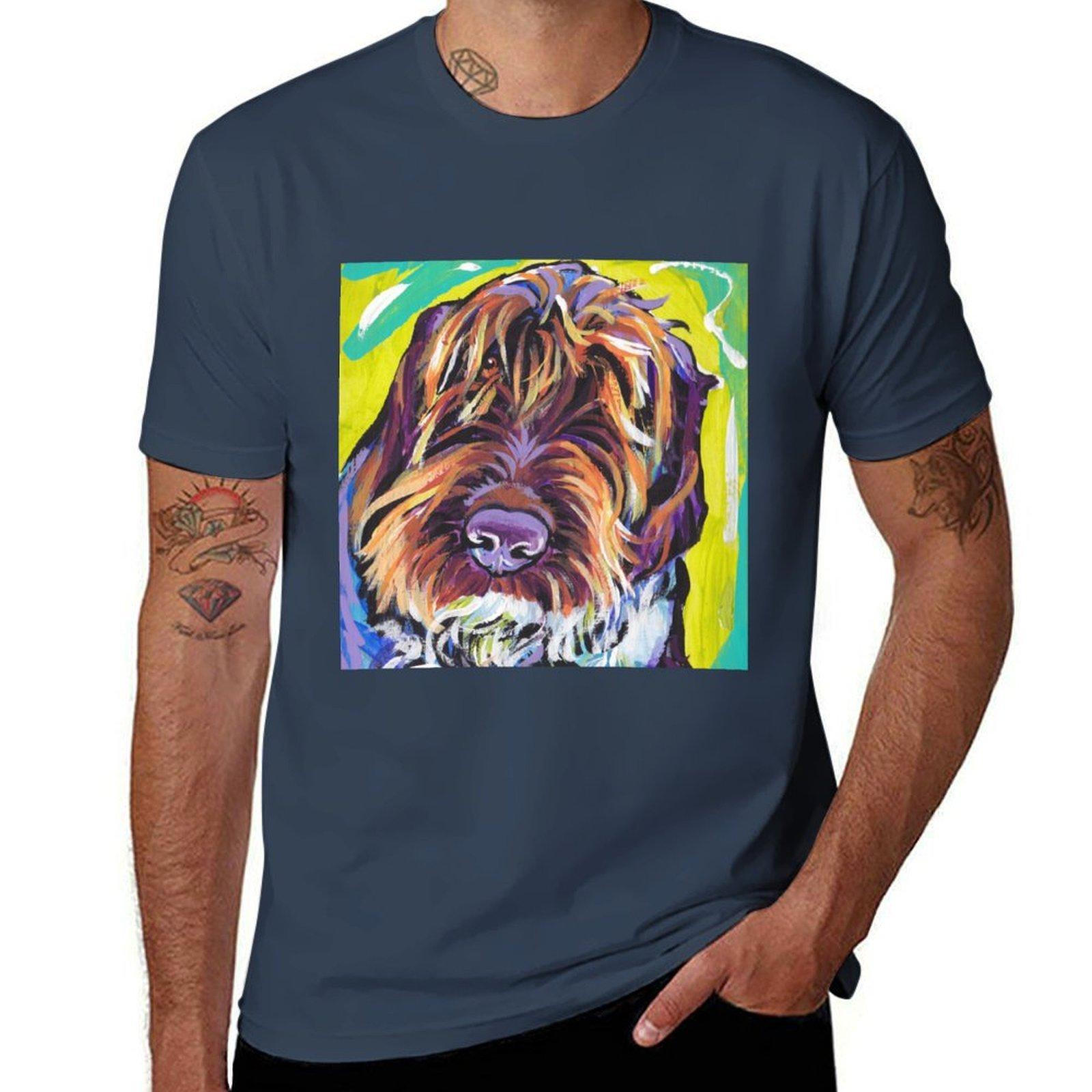 Spinone Italiano Bright Colorful Pop Dog Art Tshirt Casual Basic Short Sleeve Tshirt S
