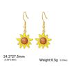 My Shape Sun Flower Dangle Earrings for Women Girls Drop Oil Flower Charms Stainless Steel Drop Earring Jewelry Girlfriends Gift