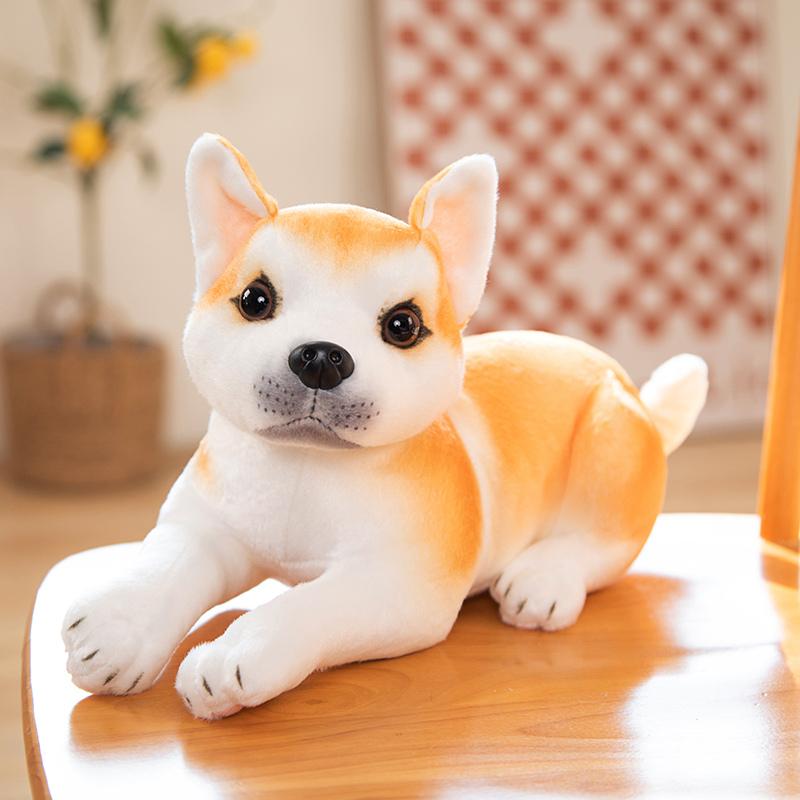 1 stück 32 cm Simulation Husky Akita Hund Schäferhund Mops Plüschtiere Ausgestopft Weich Echt Wie Tierpuppen Schönes Geschenk für Kinder