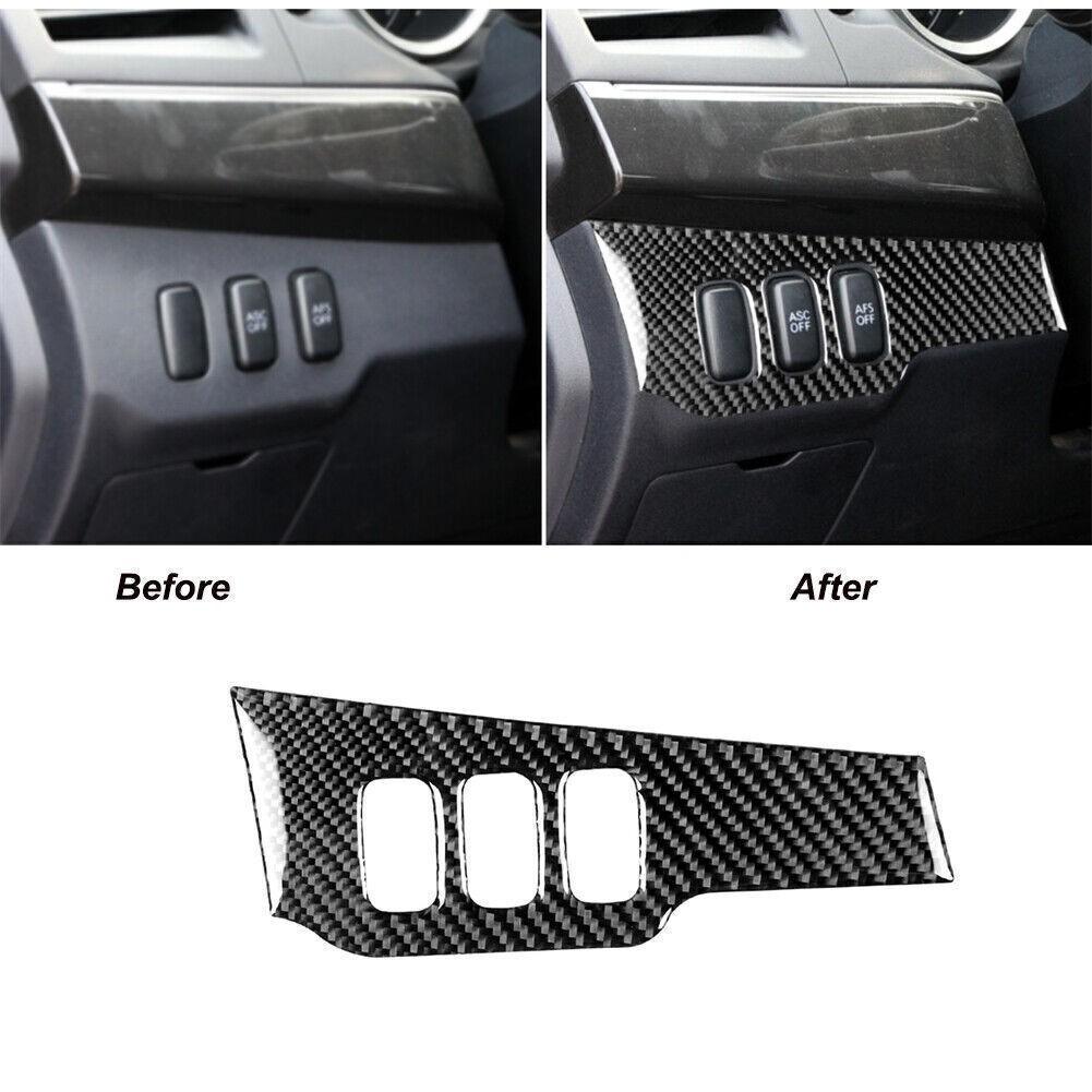Carbon Fiber Headlight Switch Panel Cover Trim For Mitsubishi Lancer 2008-2015