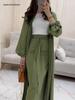 2026 Spring European & American V-neck Long Sleeve Casual Fashion Long Skirt Two-piece Set
