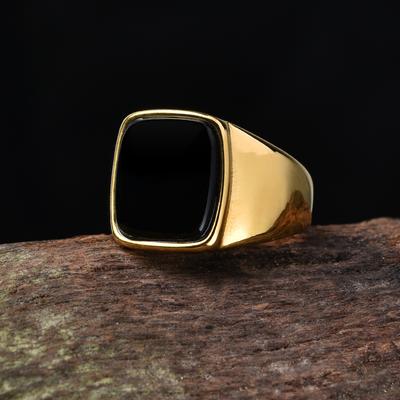 A3508 Men's/Women Trend High Quality 316LStainless Steel Multiple Colors Zircon Style Onyx Golden Rings Jewelry