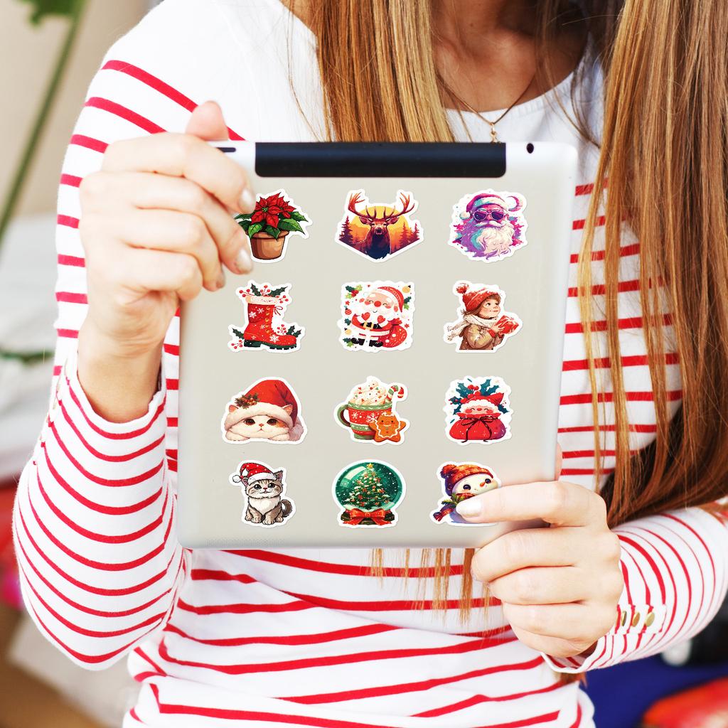 50 PCS Christmas Cartoon Stickers - Fairytale Holiday Decals for Tablets, Mugs, Gifts