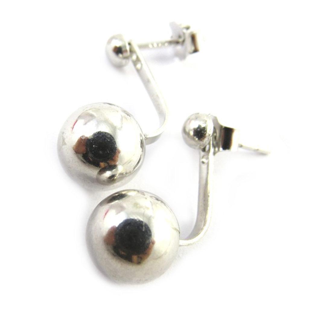 Les Trésors De Lily [M7637] - Boucles contours de lobes argent 'Billes' argenté (rhodié) - 8 mm