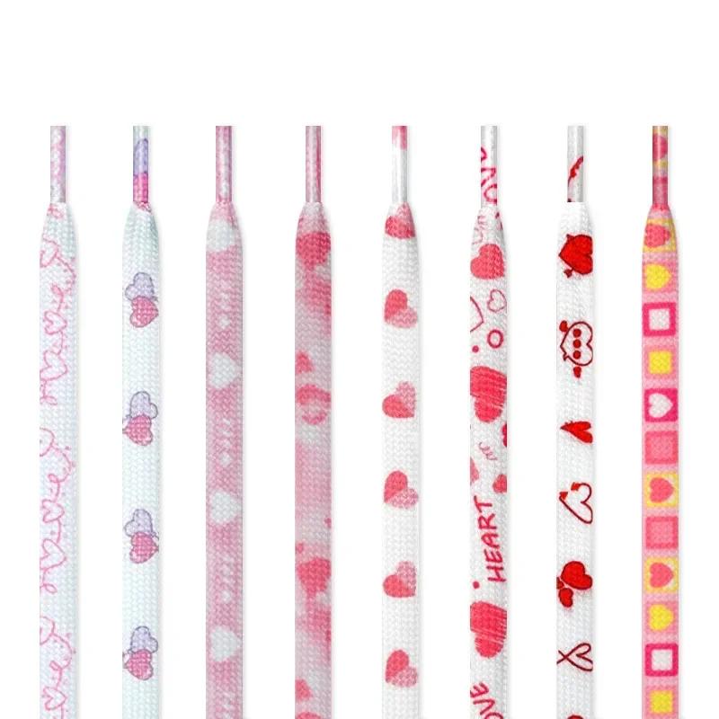 NEW Flat Pink Love Shoelace Personalized Valentine's Day Heart Shoelaces Rope Couples High Canva Sports Shoes Shoe Laces for AF1