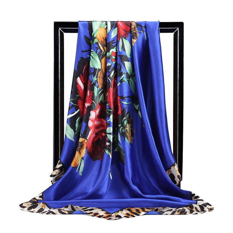 New Women Silk Scarf For Neck Hair Designer Bag Warp Soft Neckerchief Hijab Headscarf Female Foulard Print Paisley Scarf 90*90cm