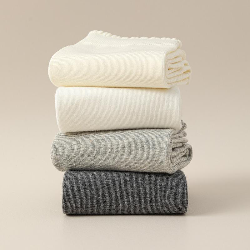 5/10 Pairs Comfortable Casual Lace Socks for Women Solid Color Flat Earring Edge Mid Calf Socks Breathable Sweat Absorbing Cotton Pile Socks