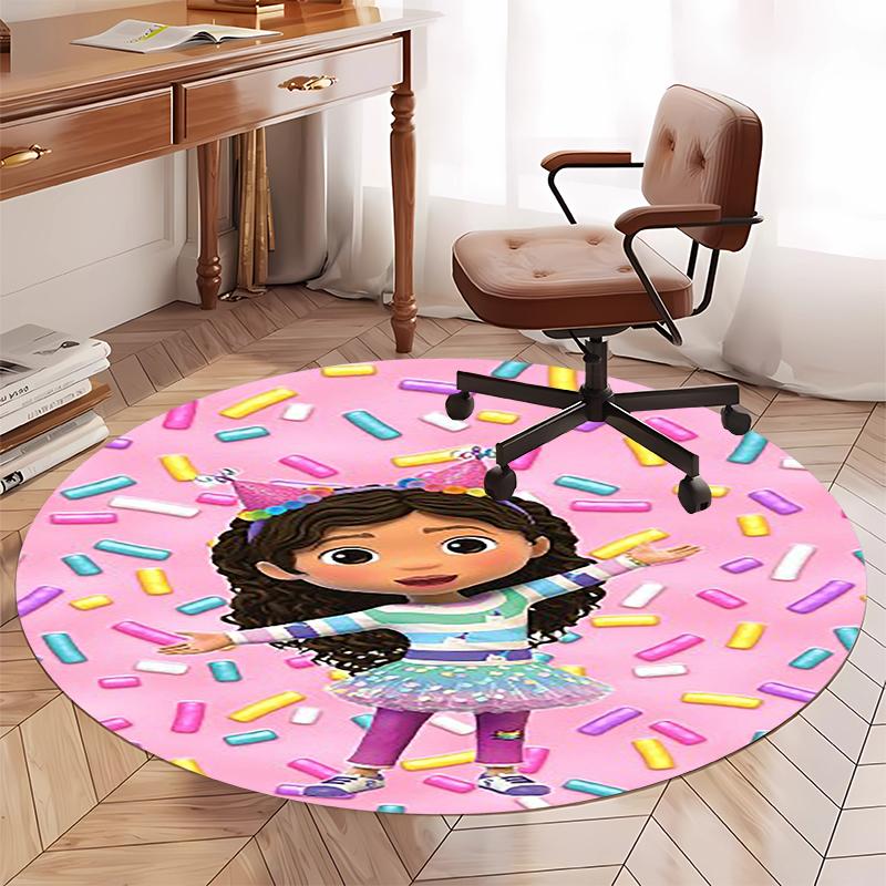 Gabby's Poppenhuis Bedrukte Ronde Vloerkleed Tapijt Stoelkleed Gebiedskleed Entree Deurmatten, voor Kantoorstoel Woonkamer Slaapkamer Keuken.