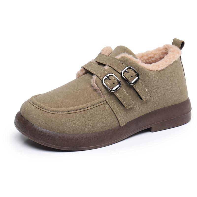 Winter new old Beijing cotton shoes women's flat bottom velvet thickened mother shoes non-slip warm soft sole one pedal cotton