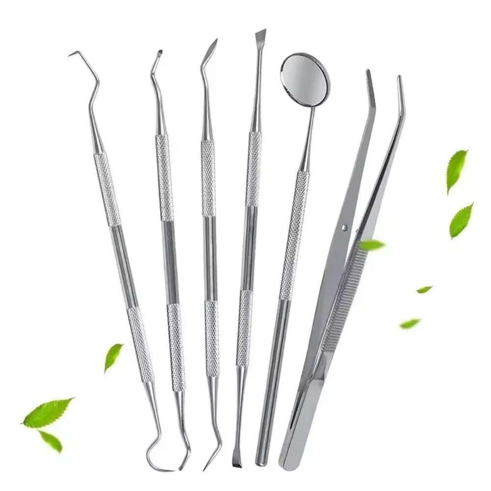 7/8Pcs Rustproof Tooth Care Kit Stainless Steel Tongue Scraper Dental Cleaning Tools Adult