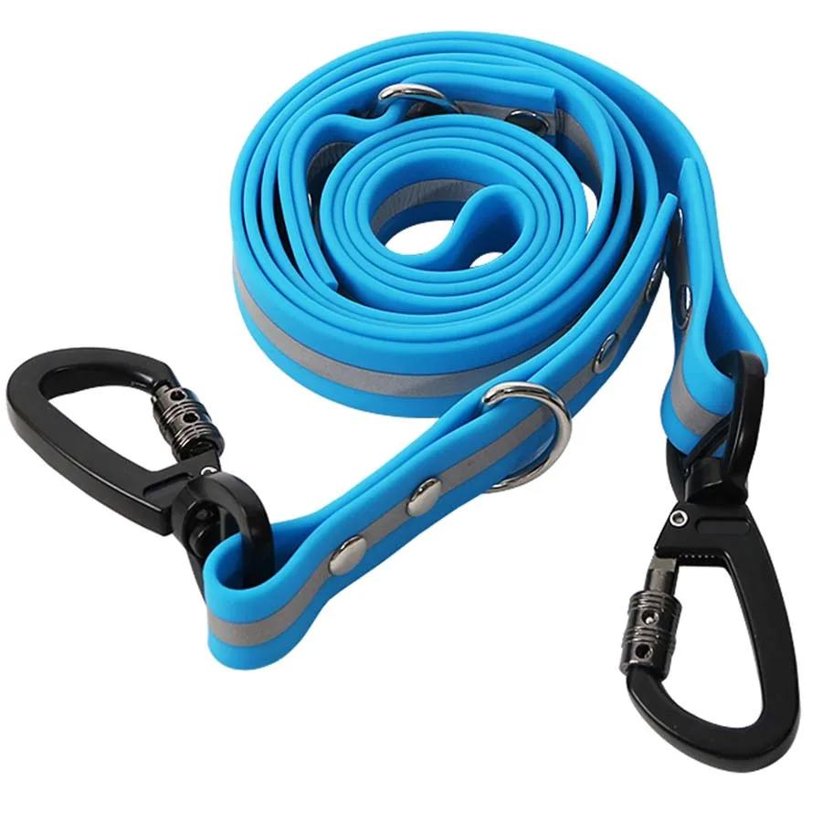 Wodoodporna linka dla psa z PVC, odblaskowa smycz dla psa zapewniająca bezpieczeństwo, hak blokujący ze stopu o wysokiej wytrzymałości, miękki obustronny łańcuch dla psa