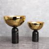 Geometric Golden Fruit Bowl Metal Handicraft Marble Base Desktop Storage Container Candy Tray Flower Vase Metal Figurine