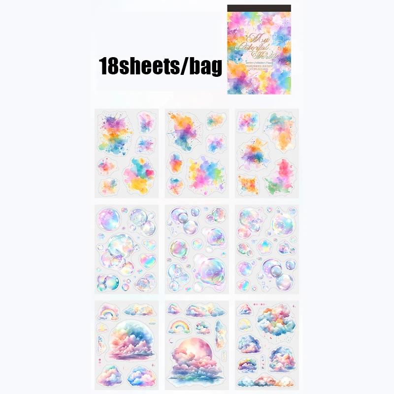 Mr Paper 18pcs My Speckled World Series Watercolour Swoosh Die-Cut Sticker Book Handbook Material Collage DIY Scrapbook Photo