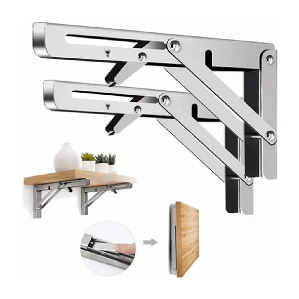 Foldable Shelf Bracket Stainless Steel Wall Mounted Wear Resistant Collapsible Shelf Bracket for Garage