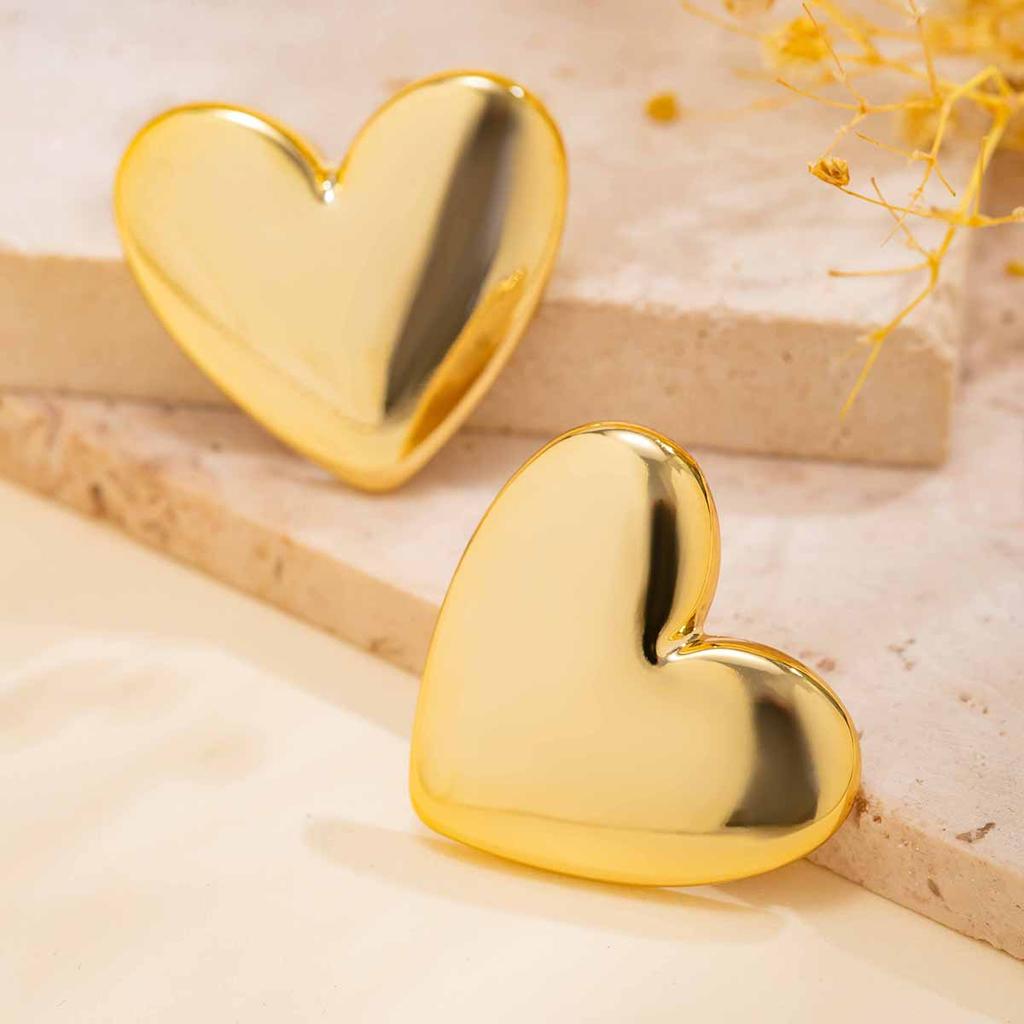 Orecchini a Bottone a Forma di Cuore con Superficie Liscia in Materiale CCB per Donna Accessori alla Moda per Orecchie Gioielli alla Moda Regalo 2026