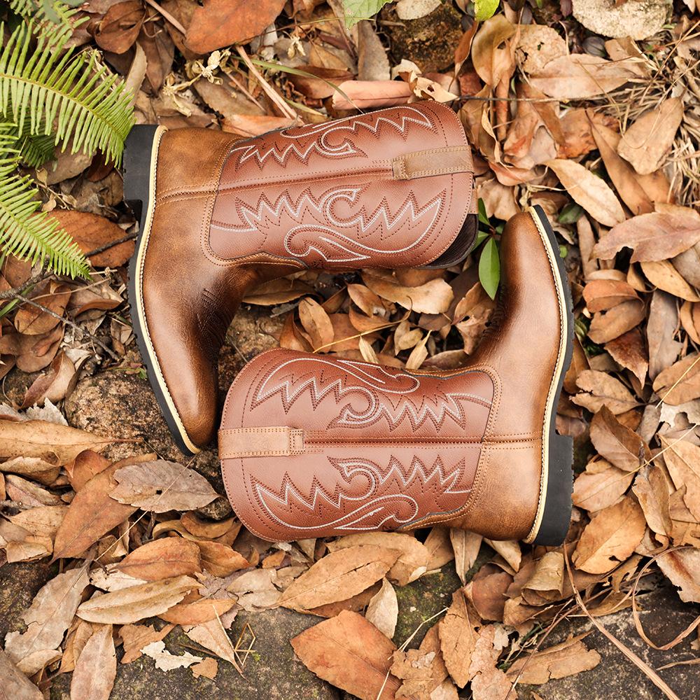 Fashion Men Women Mid-calf Boots Handmade Retro Western Cowboy Boots Leisure Casual Loafers Sneakers Riding Shoes Zapatos Hombres Unisex