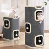 New 2/3-tiers Indoor Cat Castle House All-in-one Cylindrical Cat Bed with Hanging Fluffy Ball with Holes Large Cat Cave