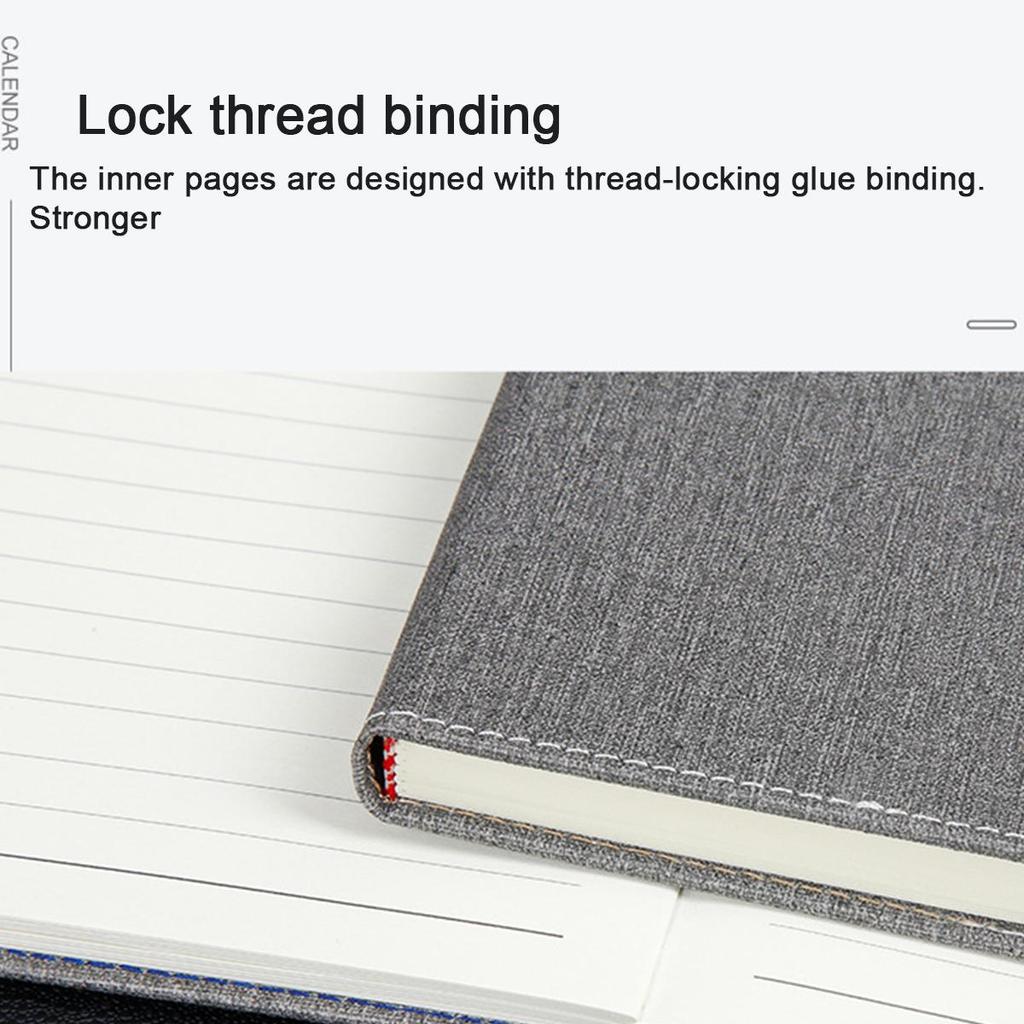 (Logogravur möglich) A5 Stoffleder Business Notizbuch, Arbeitsnotizblock, Besprechungsprotokollbuch, Tagebuch, Fachnotizen, 98 Blatt 196 Seiten