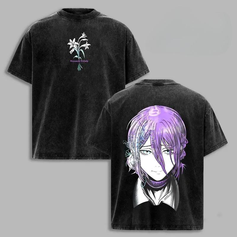 Anime Chainsaw Man Reze Graphic T Shirt Men Women Oversized Clothing Casual Cotton Tshirt Vintage Washed T-shirt Harajuku Tops S