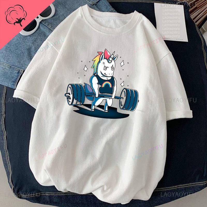 Cat Weightlifting Printed T-shirt Work Out Funny Gym Design Sticker Graphic High Quality Cotton T Shirts Men Clothing Camisetas