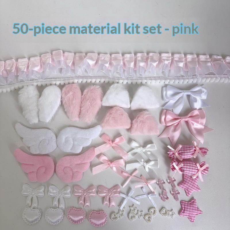 50 stk Sød Ita Taske DIY Dekoration Sæt Blonder Bånd Sløjfe Vinge Itabag Tilbehør Lolita Anime Kort Mærke Tasker Håndlavet Håndværk