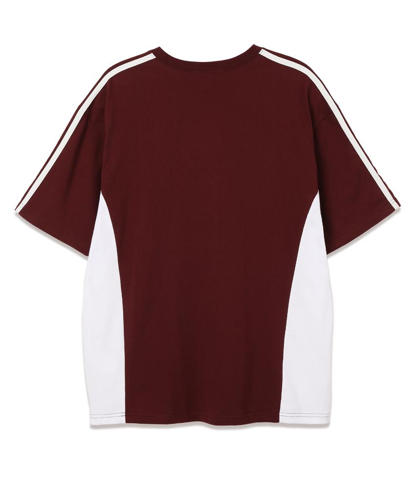 VANNWORKS Sporty Blockcore V-Neck Short Sleeve T-Shirt (Vs0033) Wine