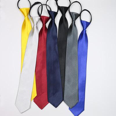 Men's Easy-Pull Zipper Necktie: Solid Color, Professional Style In Black, Blue, or Red